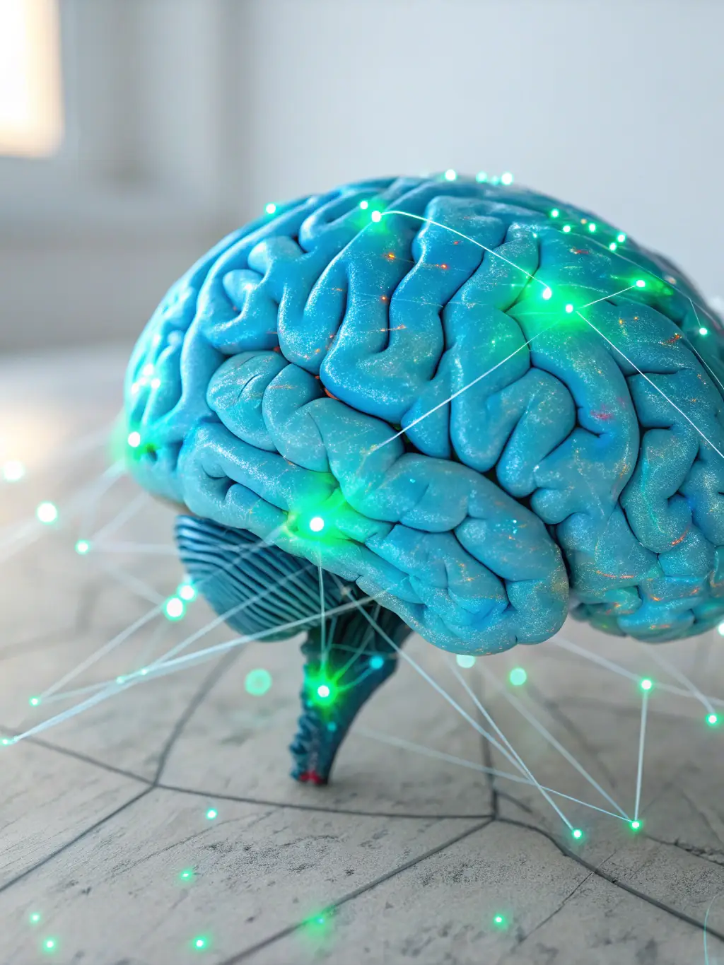 A stylized image of a brain connected to a network, representing the integration of artificial intelligence to enhance decision-making and operational capabilities.